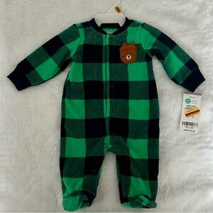 NWT Carter's Baby Plaid Bear Fleece Sleep & Play Footie Sleeper Pajamas (NB) 🐻